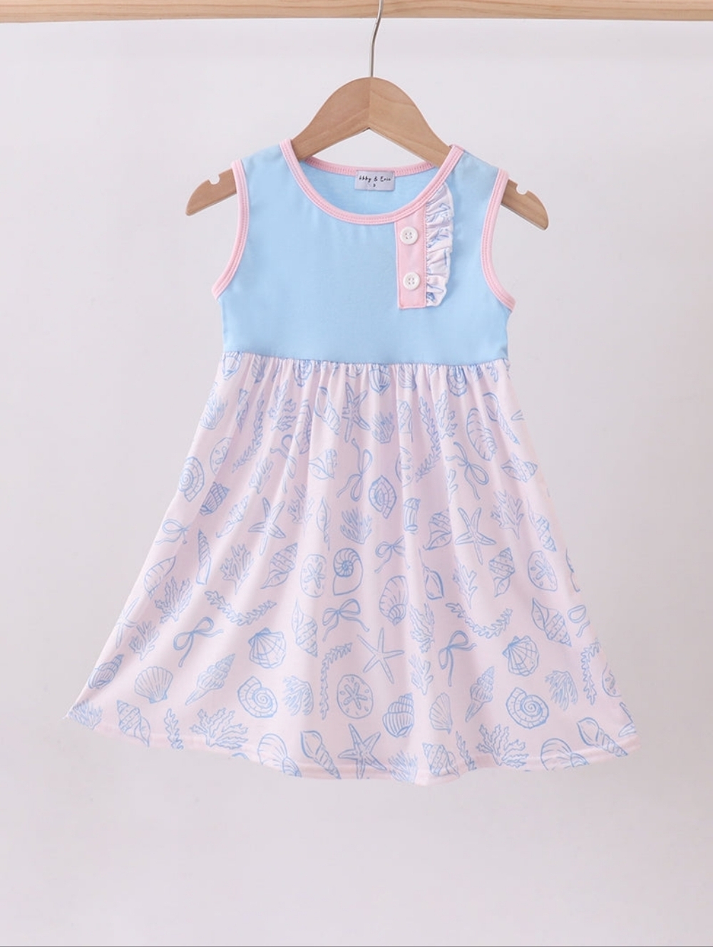Blue & Pink Seashell Print Toddler Dress